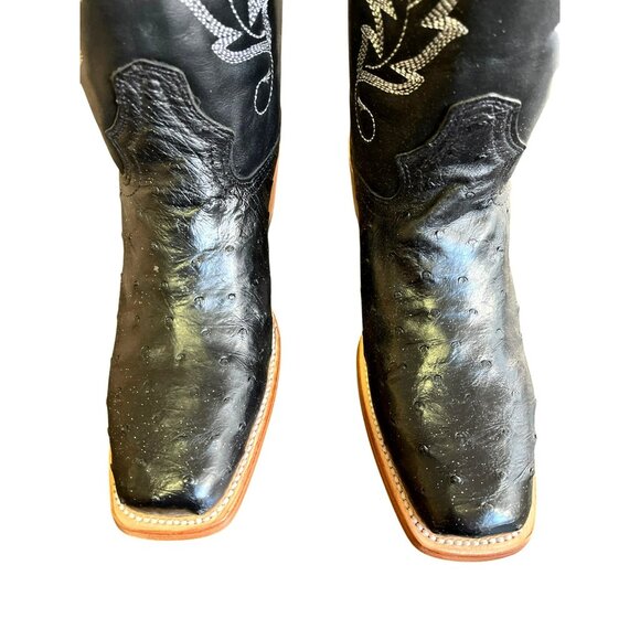 NEW Corral Black Genuine Ostrich Leather Cowboy Boots Embroidered Size 8 Womens - Picture 4 of 12